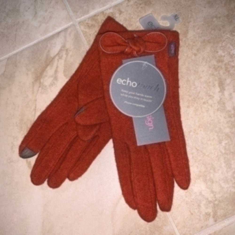Glove With Bows Deep Rust Orange - NWT​​​​​​​​​​​​​​